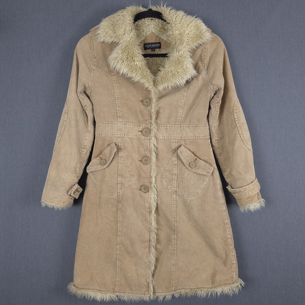Vintage Steven Madden Penny Lane Coat Womens Medium Corduroy Y2K Boho Retro